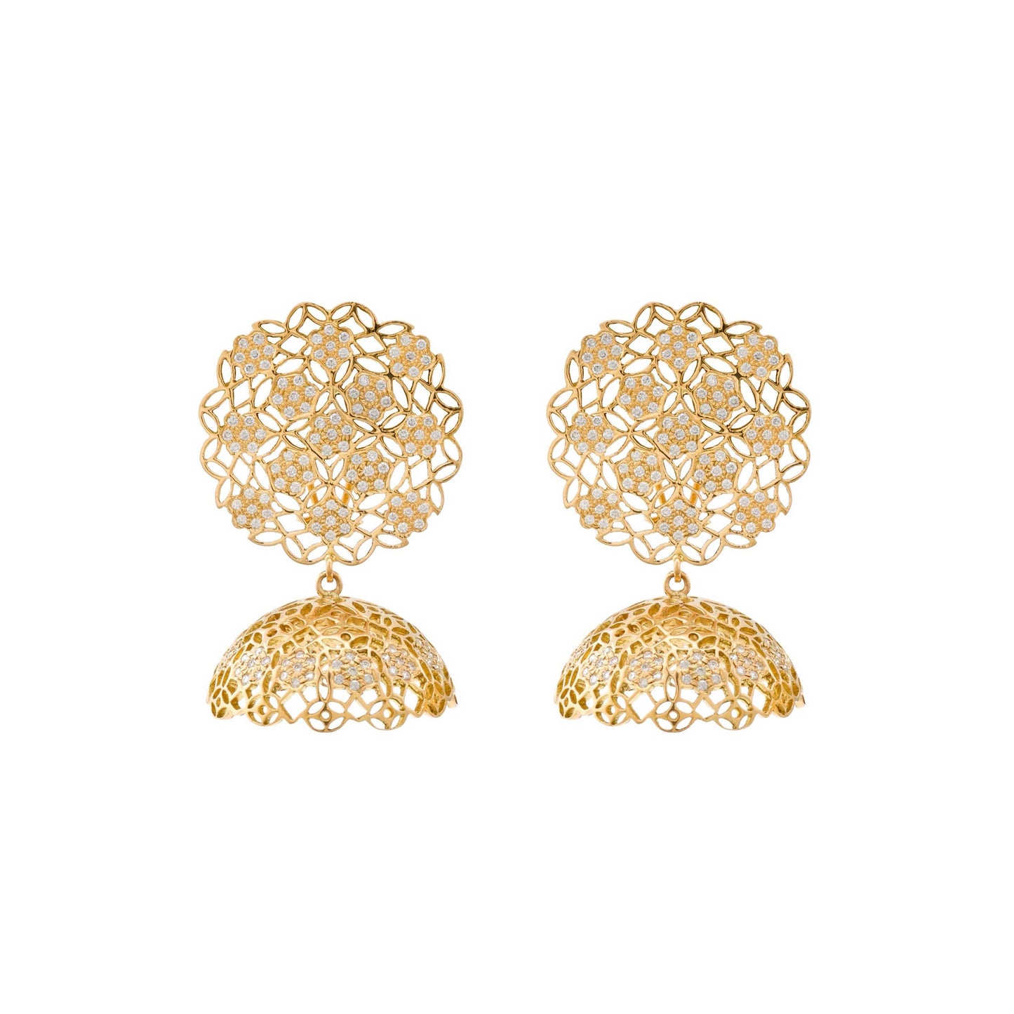 The Bipasha Lace Series Gold and Diamond Jhumka by Rasvihar