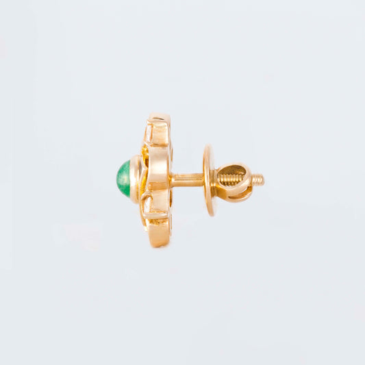 The Tanushri Gold, Emerald and Diamond Ear Studs by Rasvihar