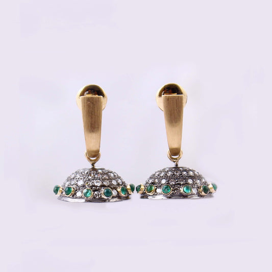 The Anushka SiGo Silver Gold, Diamond and Emerald Jhumka by Rasvihar