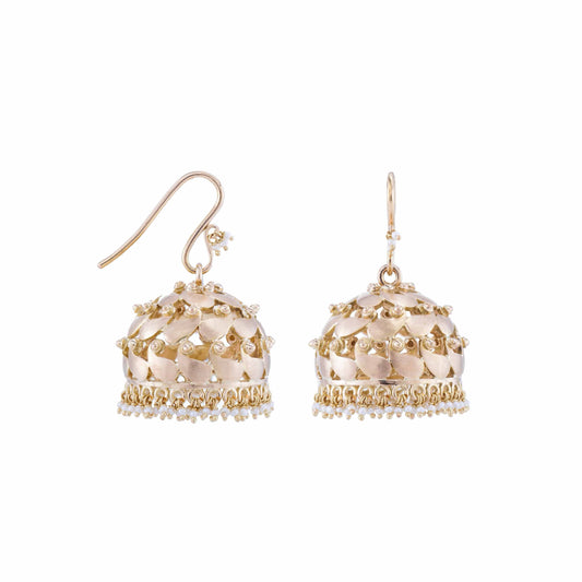 The Dhenuka Gold, Diamond and Pearl Jhumka by Rasvihar