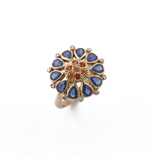 The Disha Gold, Blue Sapphire, Yellow Sapphire and Diamond Ring by Rasvihar