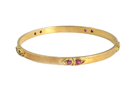 The Babyrasa Urmi Gold, Ruby and Emerald Bangle by Rasvihar