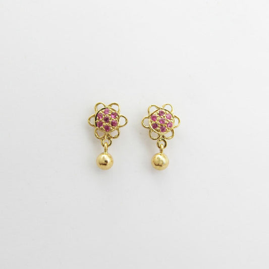 The Babyrasa Sheetal Floral Gold and Pink Sapphire Ear Studs by Rasvihar
