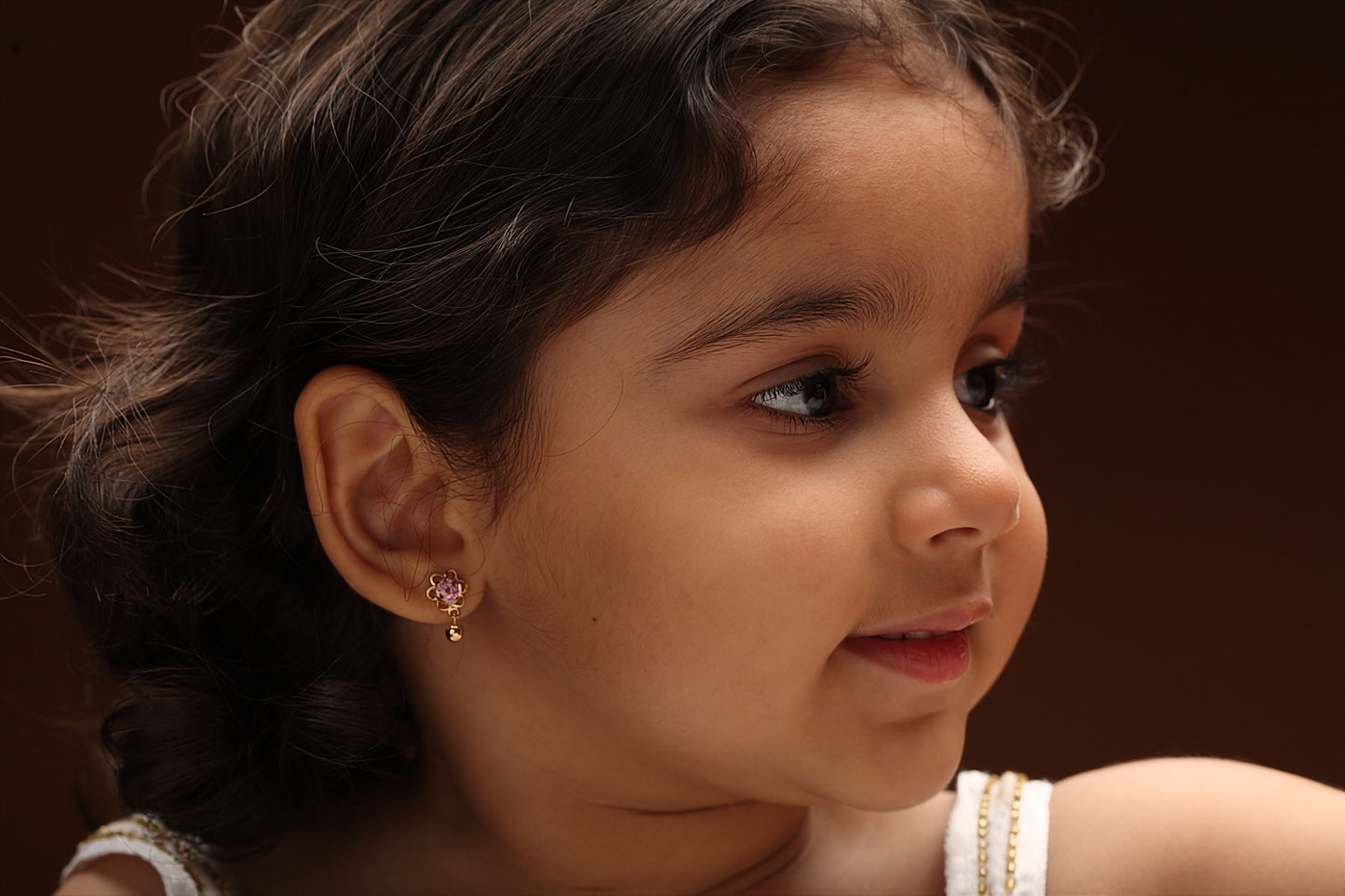 The Babyrasa Sheetal Floral Gold and Pink Sapphire Ear Studs by Rasvihar