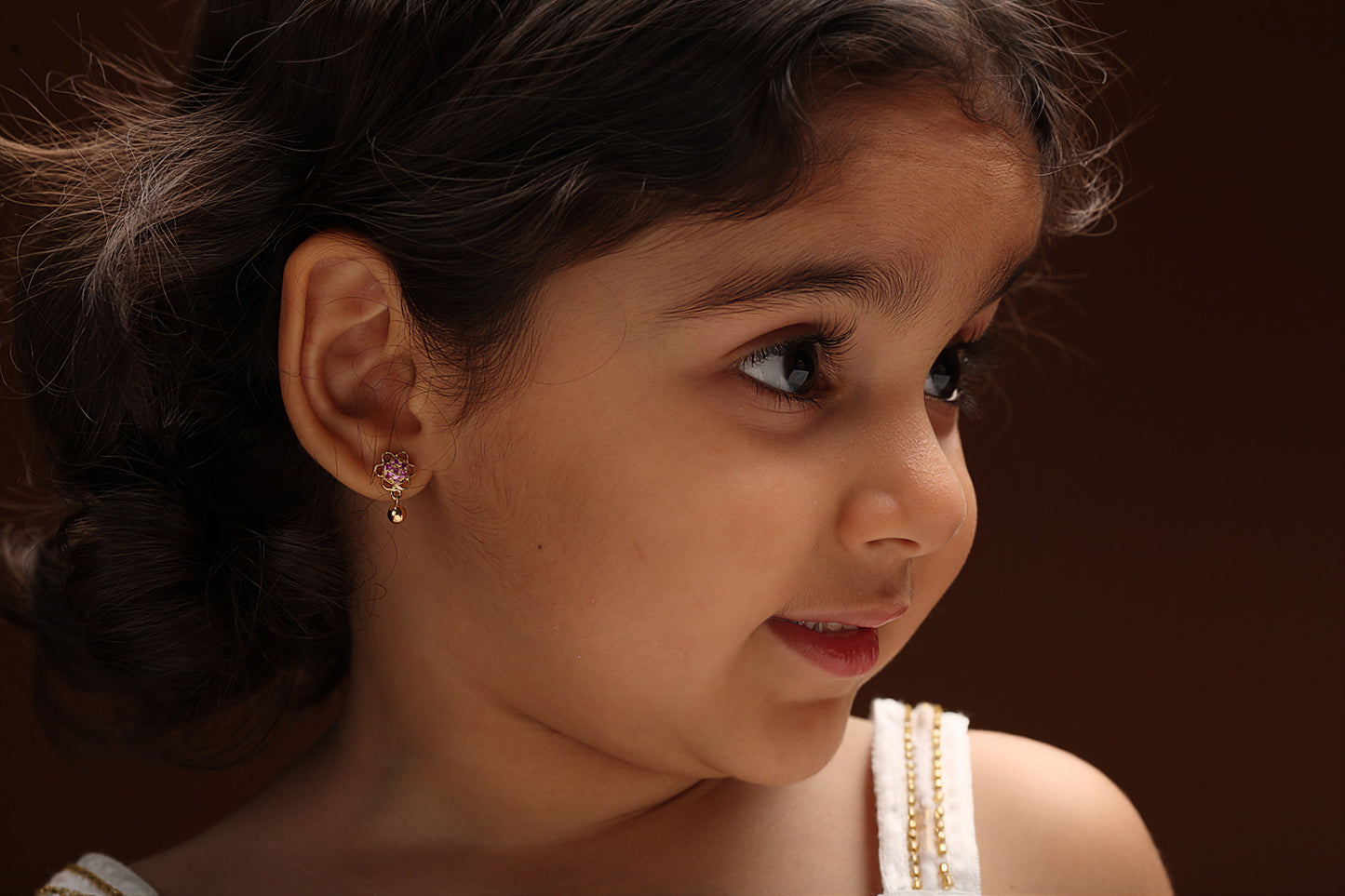 The Babyrasa Sheetal Floral Gold and Pink Sapphire Ear Studs by Rasvihar