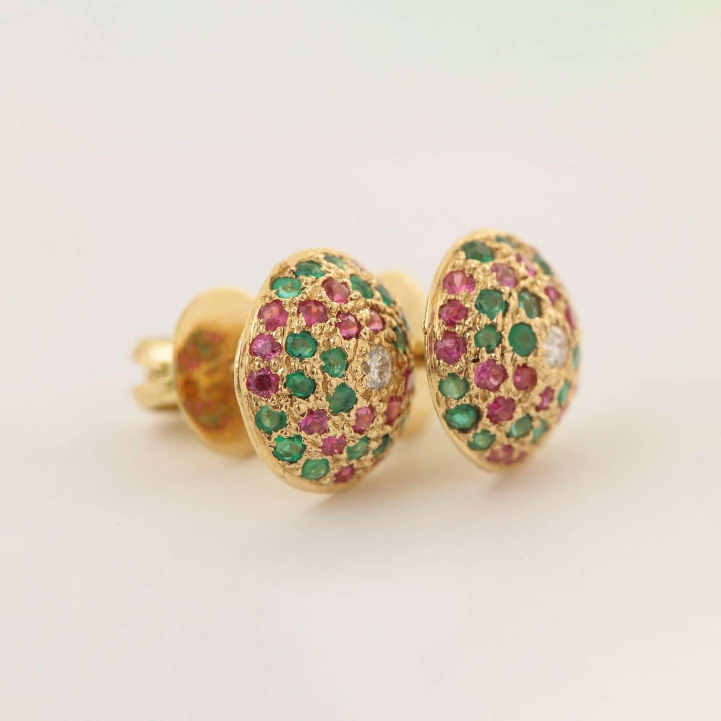The Babyrasa Ishani Gold, Ruby, Emerald and Diamond Ear Studs by Rasvihar