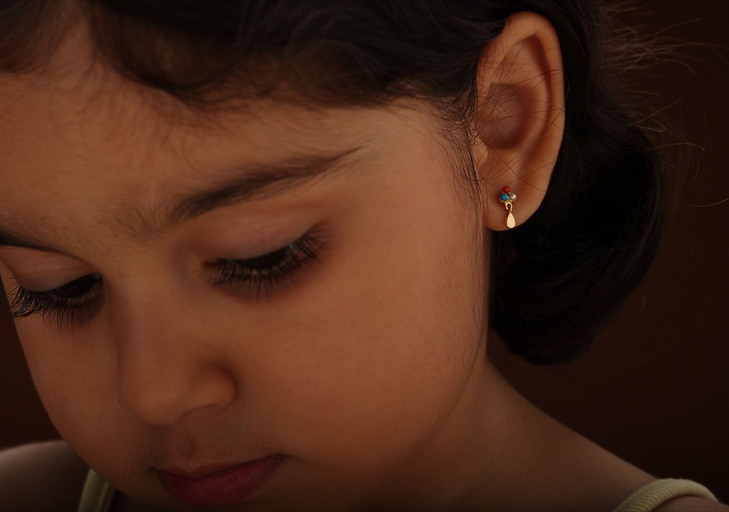 The Babyrasa Heena Floral Gold, Coral, Turquoise and Pearl Ear Studs by Rasvihar