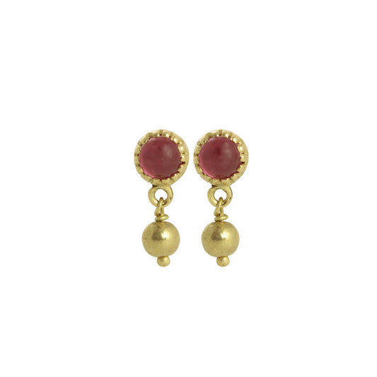 The Babyrasa Pramoda Gold and Ruby Ear Studs by Rasvihar