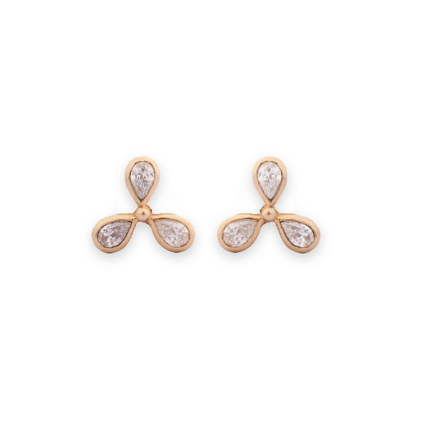 The Babyrasa Kanika Floral Gold and Diamond Ear Studs by Rasvihar