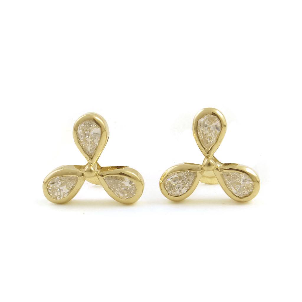 The Babyrasa Kanika Floral Gold and Diamond Ear Studs by Rasvihar