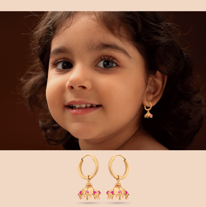 The Babyrasa Jeevika Petal Gold and Ruby Jhumka by Rasvihar