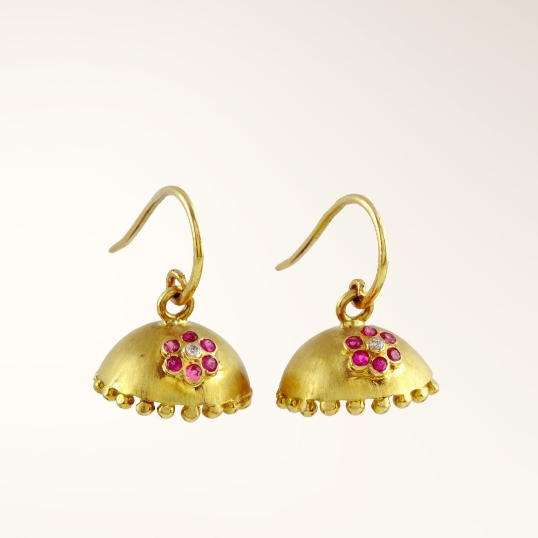 The Babyrasa Rupa Gold, Diamond and Ruby Jhumka by Rasvihar