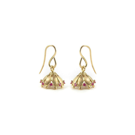 The Babyrasa Veena Petal Gold and Ruby Ear Studs by Rasvihar