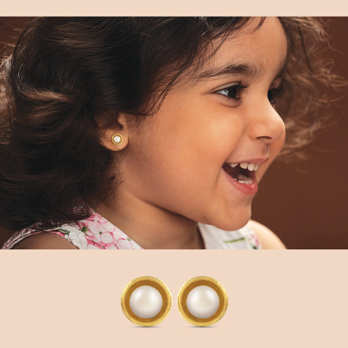 The Babyrasa Kiara Gold and Pearl Ear Studs by Rasvihar