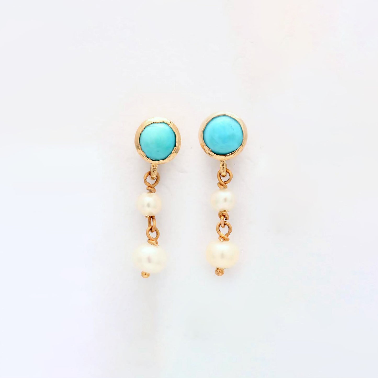 The Babyrasa Priti Gold, Turquoise and Pearl Ear Studs by Rasvihar