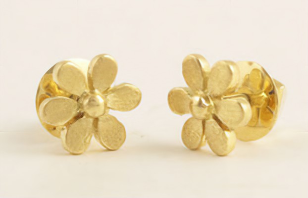 The Babyrasa Nandini Floral Gold Ear Studs by Rasvihar