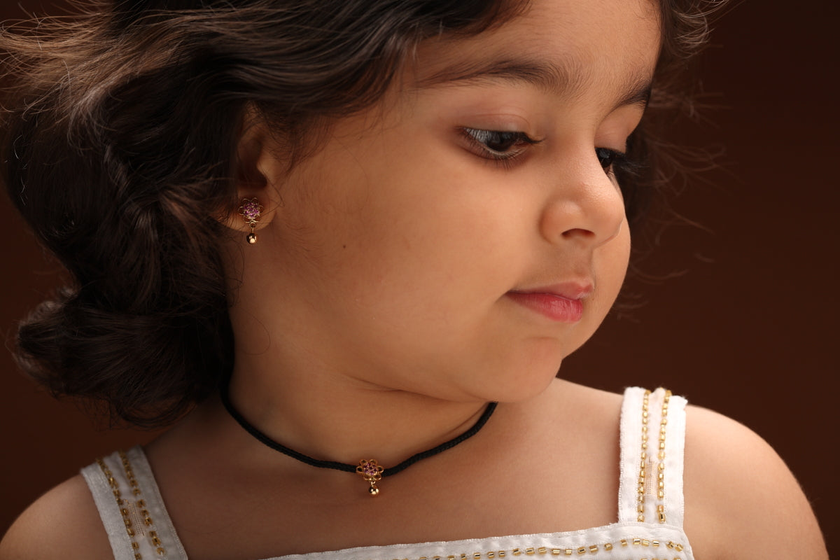 The Babyrasa Lavanya Floral Gold and Pink Sapphire Pendant by Rasvihar