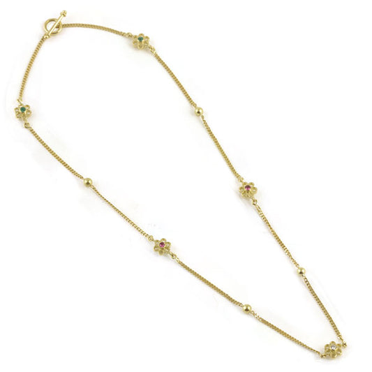 The Babyrasa Mrigani Floral Gold, Ruby, Emerald and Diamond Chain by Rasvihar