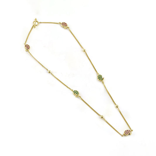 The Babyrasa Amala Paisley Gold, Diamond, Emerald and Ruby Chain by Rasvihar