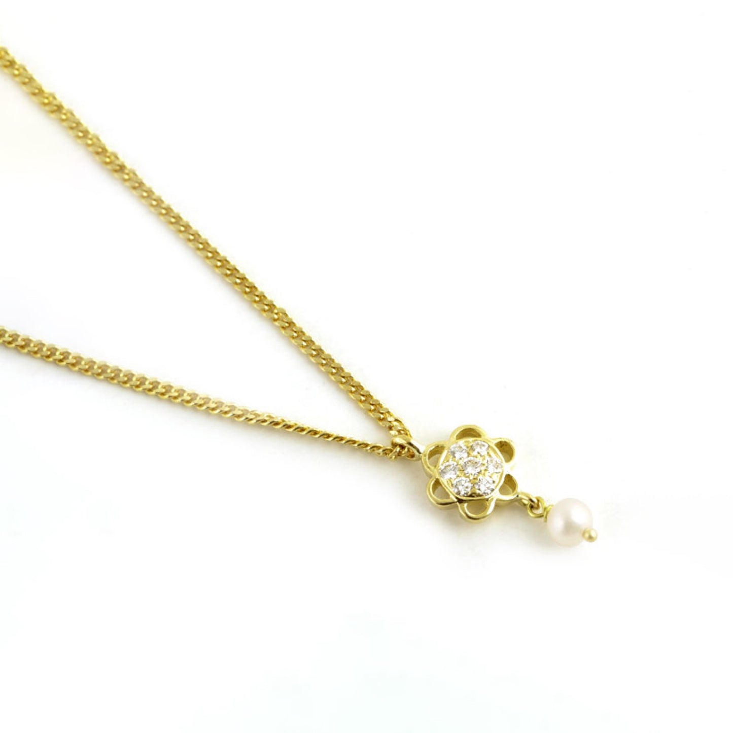 The Babyrasa Varuna Floral Gold, Diamond and Pearl Pendant by Rasvihar