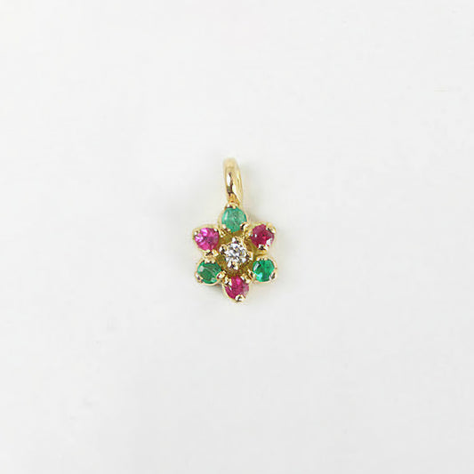 The Babyrasa Ashmi Floral Gold, Diamond, Emerald and Ruby Pendant by Rasvihar