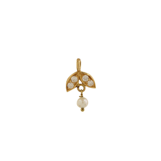 The Babyrasa Puloma Petal Gold, Diamond and Pearl Pendant by Rasvihar