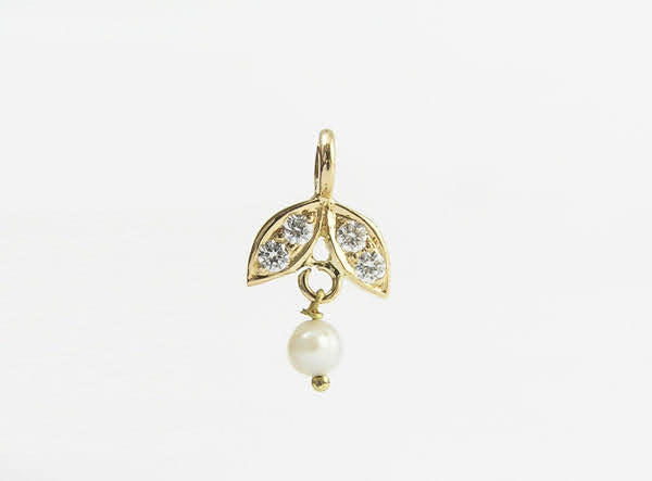 The Babyrasa Puloma Petal Gold, Diamond and Pearl Pendant by Rasvihar