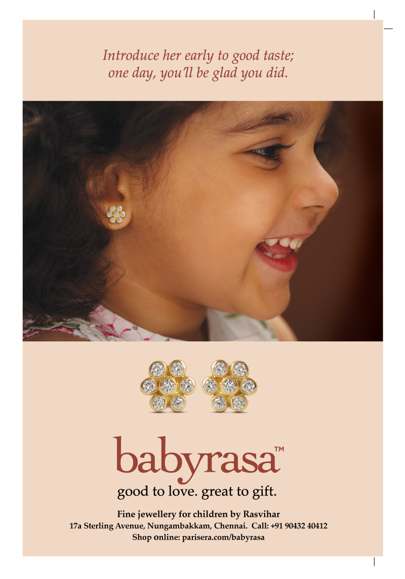 The Babyrasa Pranali Floral Gold and Diamond Ear Studs by Rasvihar