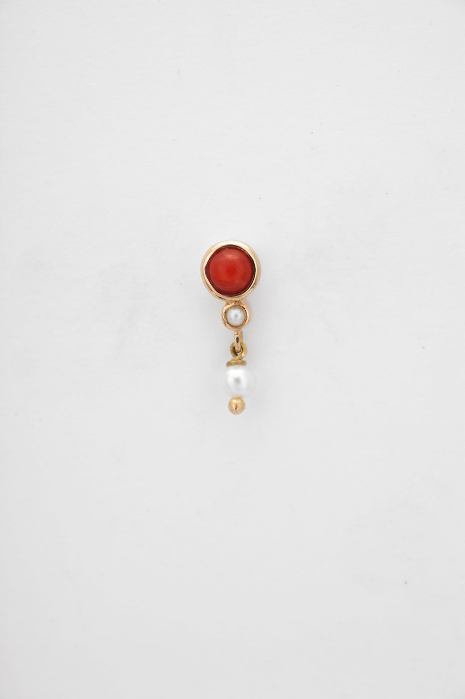 The Babyrasa Varnika Gold, Coral and Pearl Ear Studs by Rasvihar