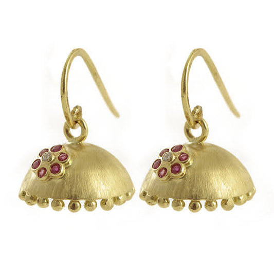 The Babyrasa Rupa Gold, Diamond and Ruby Jhumka by Rasvihar