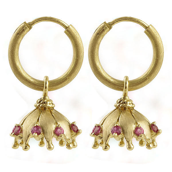 The Babyrasa Jeevika Petal Gold and Ruby Jhumka by Rasvihar