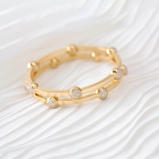 The Abhinetri Geo Series Gold and Diamond Bangle by Rasvihar