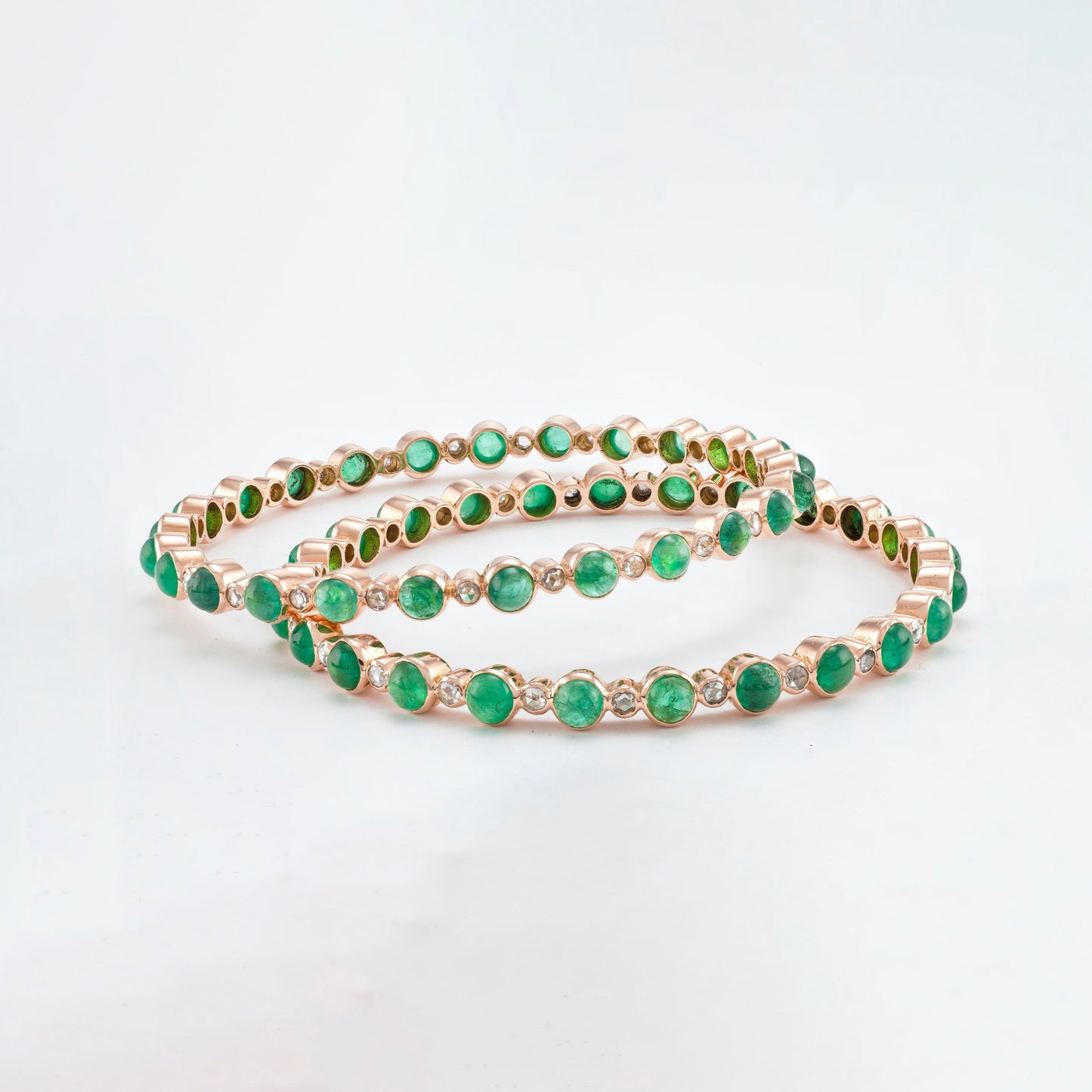 The Kriti Gold, Emerald and Diamond Bangle by Rasvihar