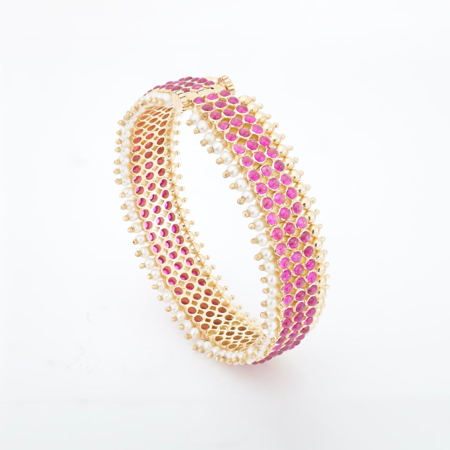 The Mathi Gold, Ruby and Pearl Bangle by Rasvihar