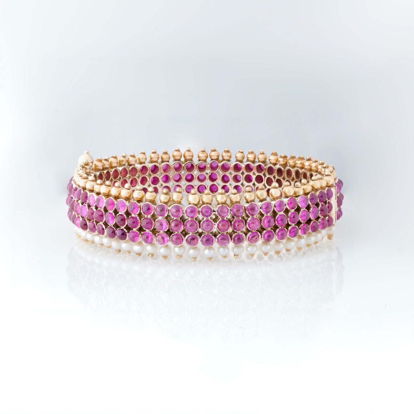 The Mathi Gold, Ruby and Pearl Bangle by Rasvihar