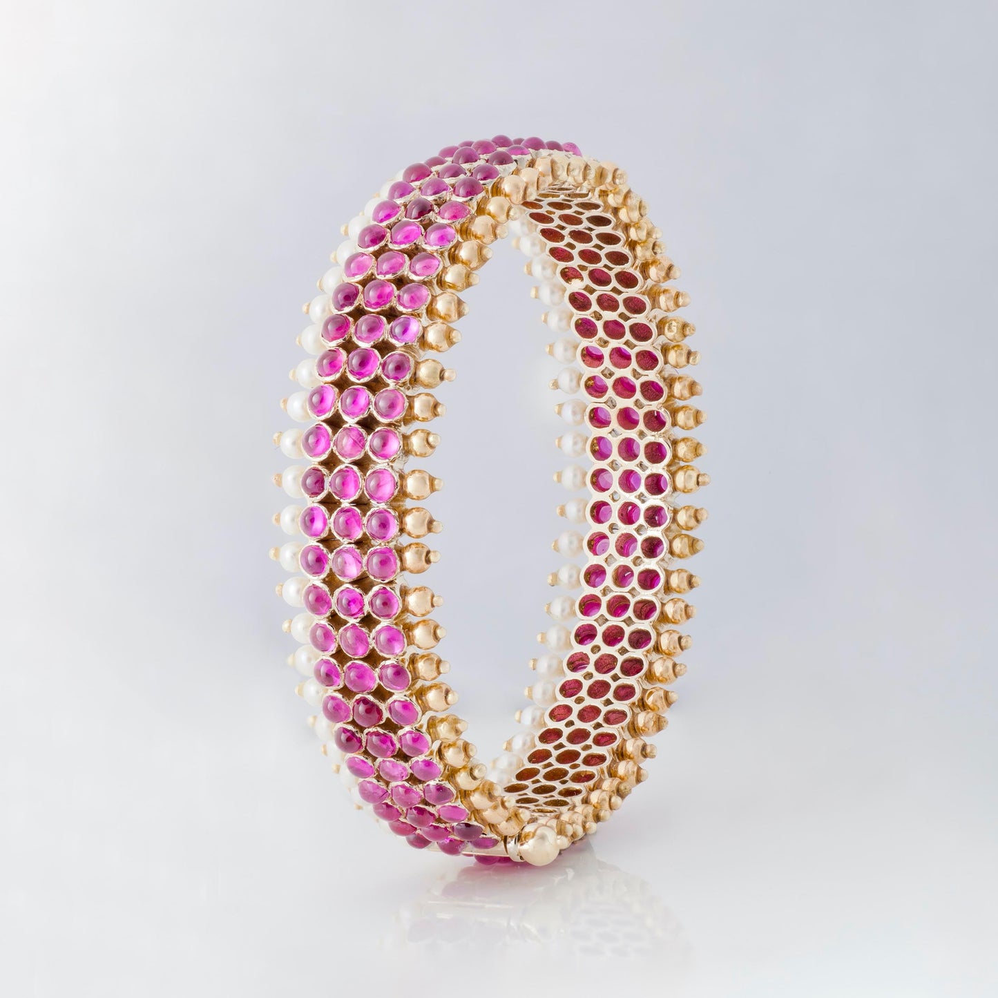 The Mathi Gold, Ruby and Pearl Bangle by Rasvihar