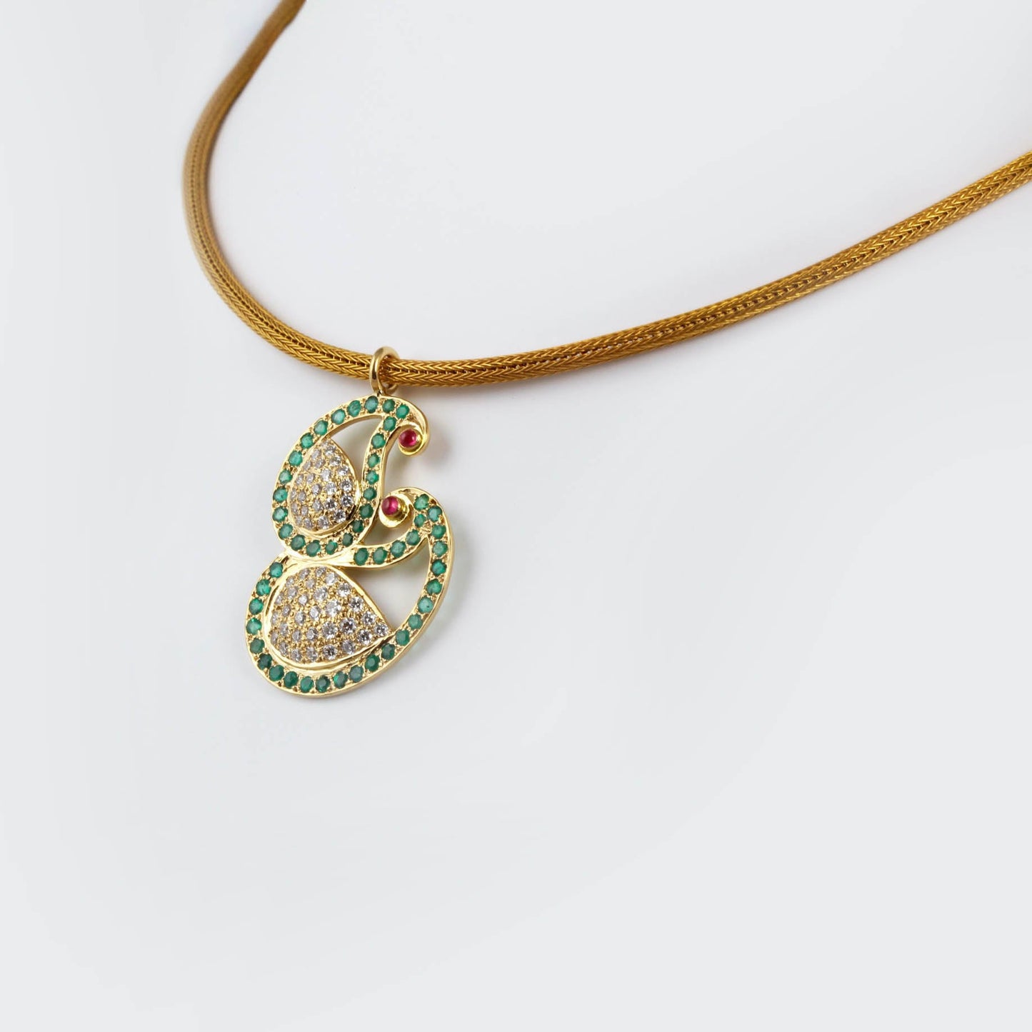 The Smitha Gold, Emerald, Diamond and Ruby Chain by Rasvihar