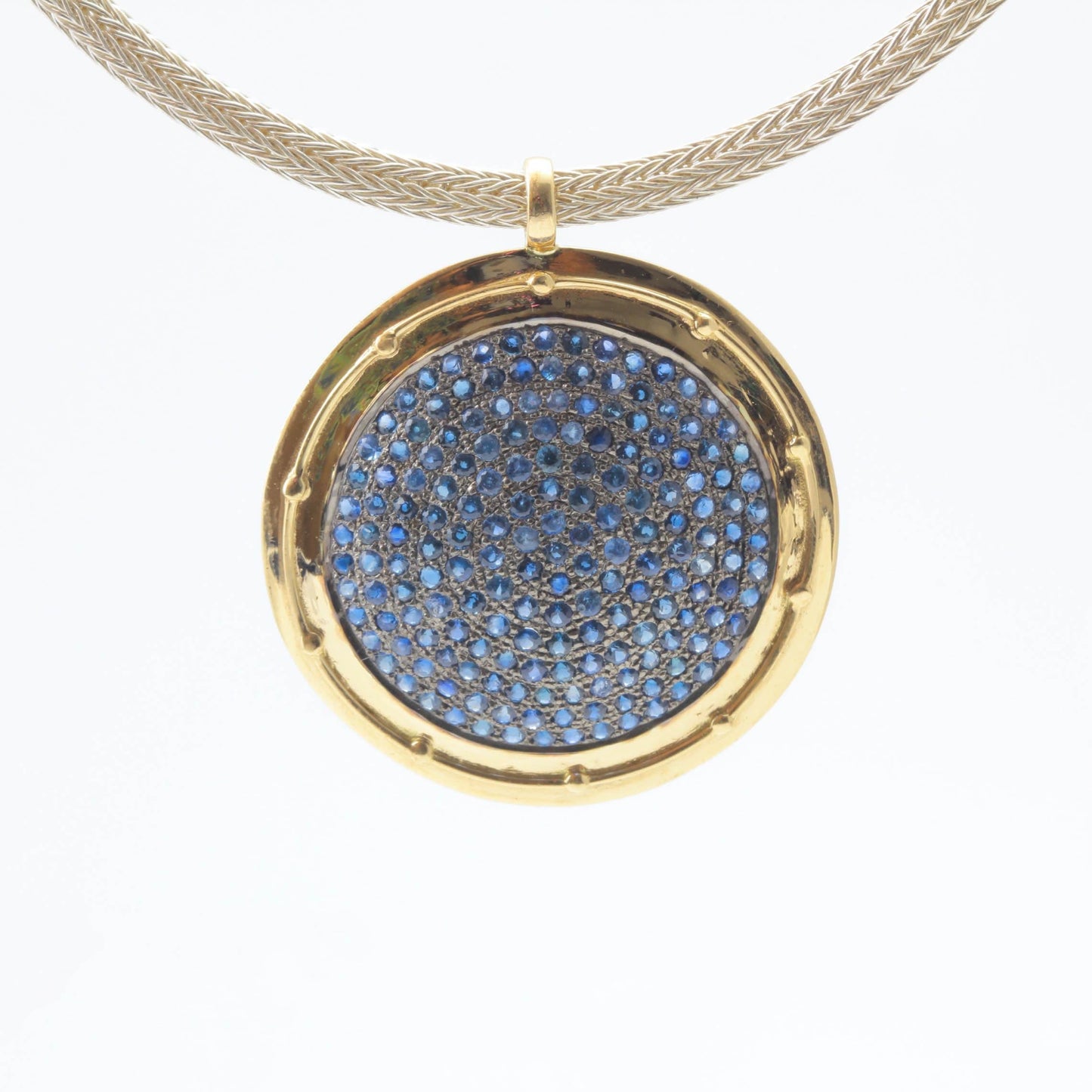 The Mulaksha SiGo Silver Gold and Blue Sapphire Chain by Rasvihar