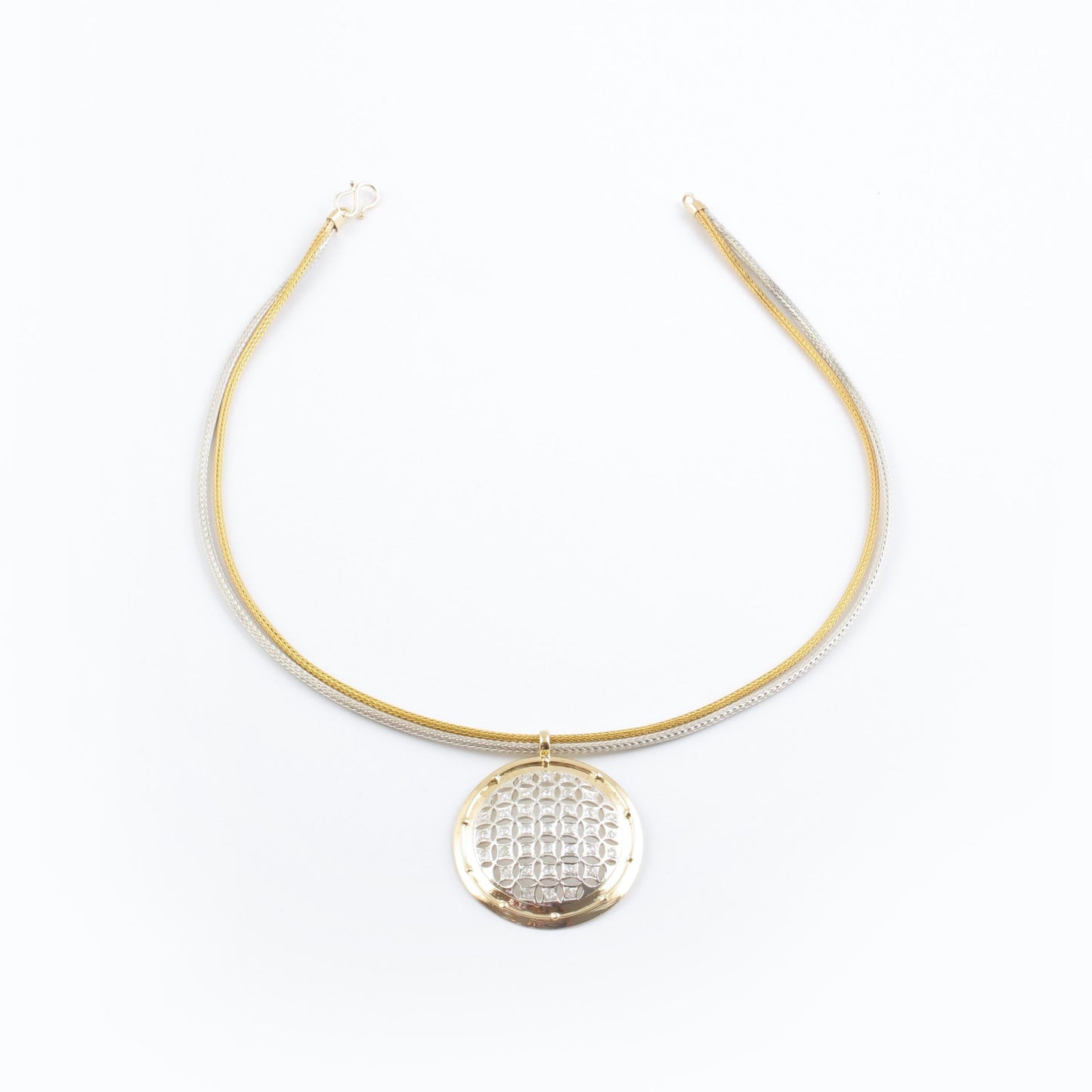 The Abilekha SiGo Silver Gold and Diamond Necklace by Rasvihar