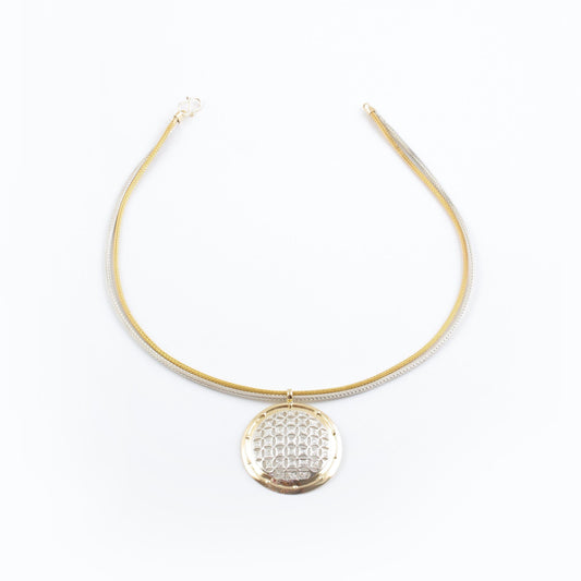 The Abilekha SiGo Silver Gold and Diamond Necklace by Rasvihar
