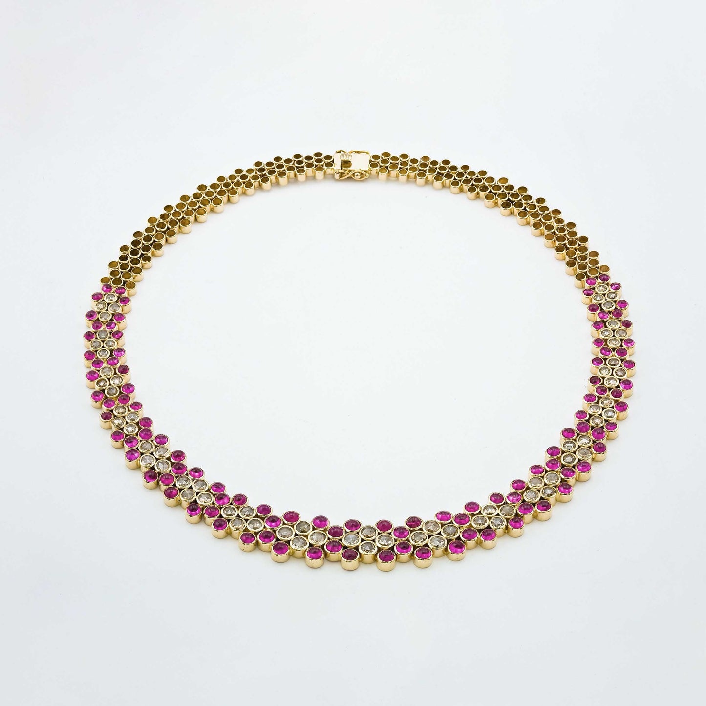 The Kadambini Chhaya Series Gold, Diamond and Ruby Necklace by Rasvihar