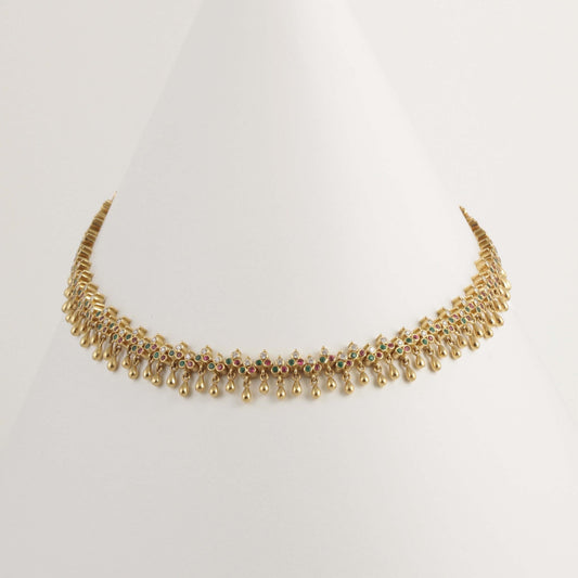 The Alka Gold, Ruby, Emerald and Diamond Necklace by Rasvihar