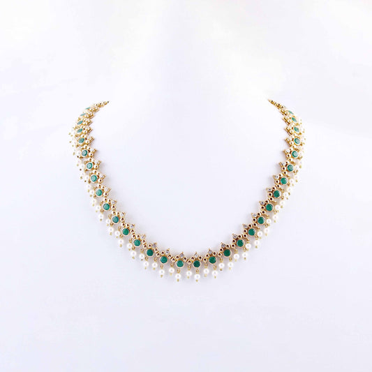 The Sahana Gold, Emerald, Diamond and Pearl Necklace by Rasvihar