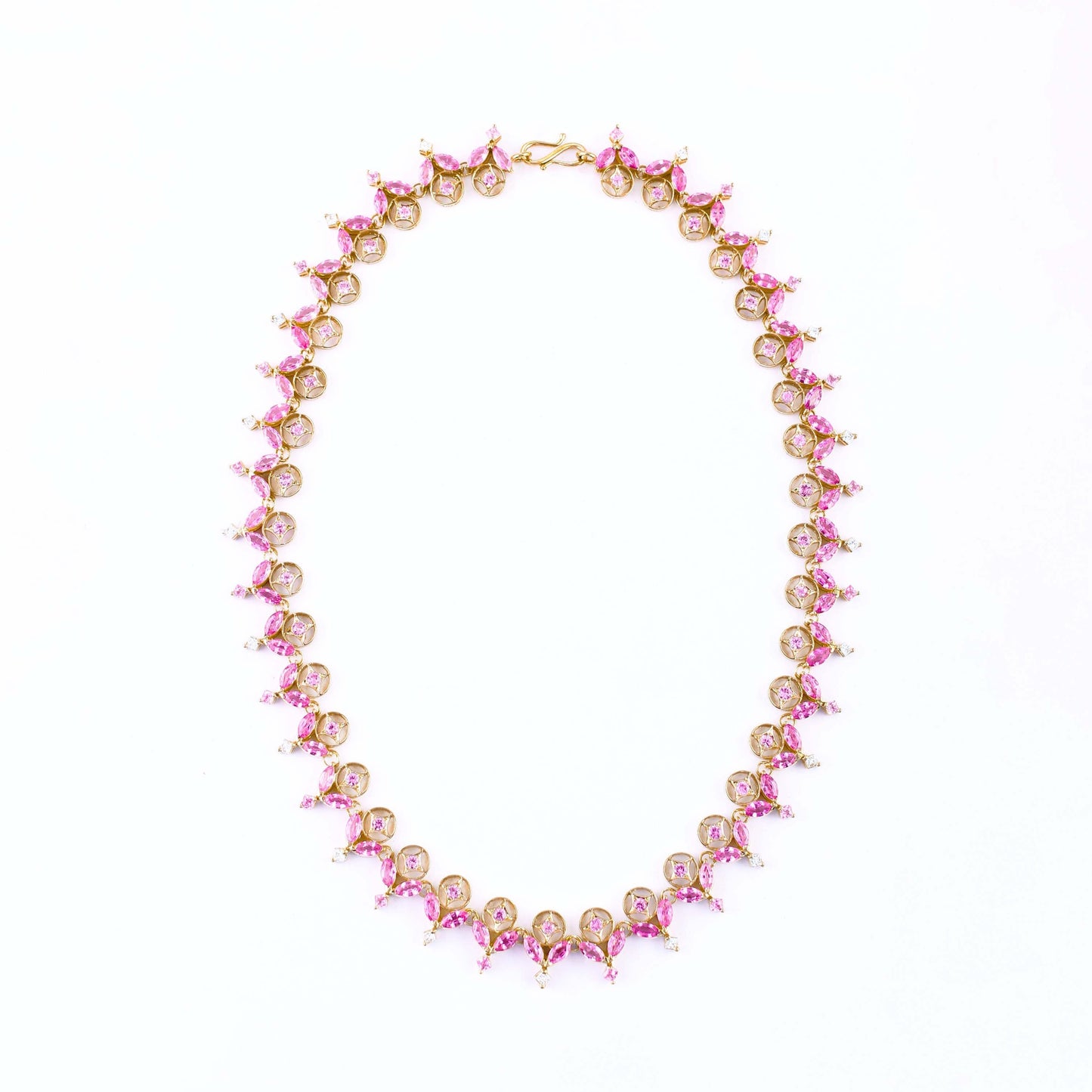 The Tapsee Gold, Pink Sapphire and Diamond Necklace by Rasvihar