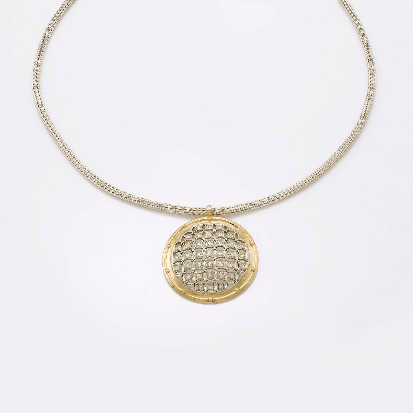 The Anika SiGo Silver Gold and Diamond Necklace by Rasvihar