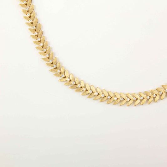 The Aranya Leaf Series Gold and Diamond Necklace by Rasvihar