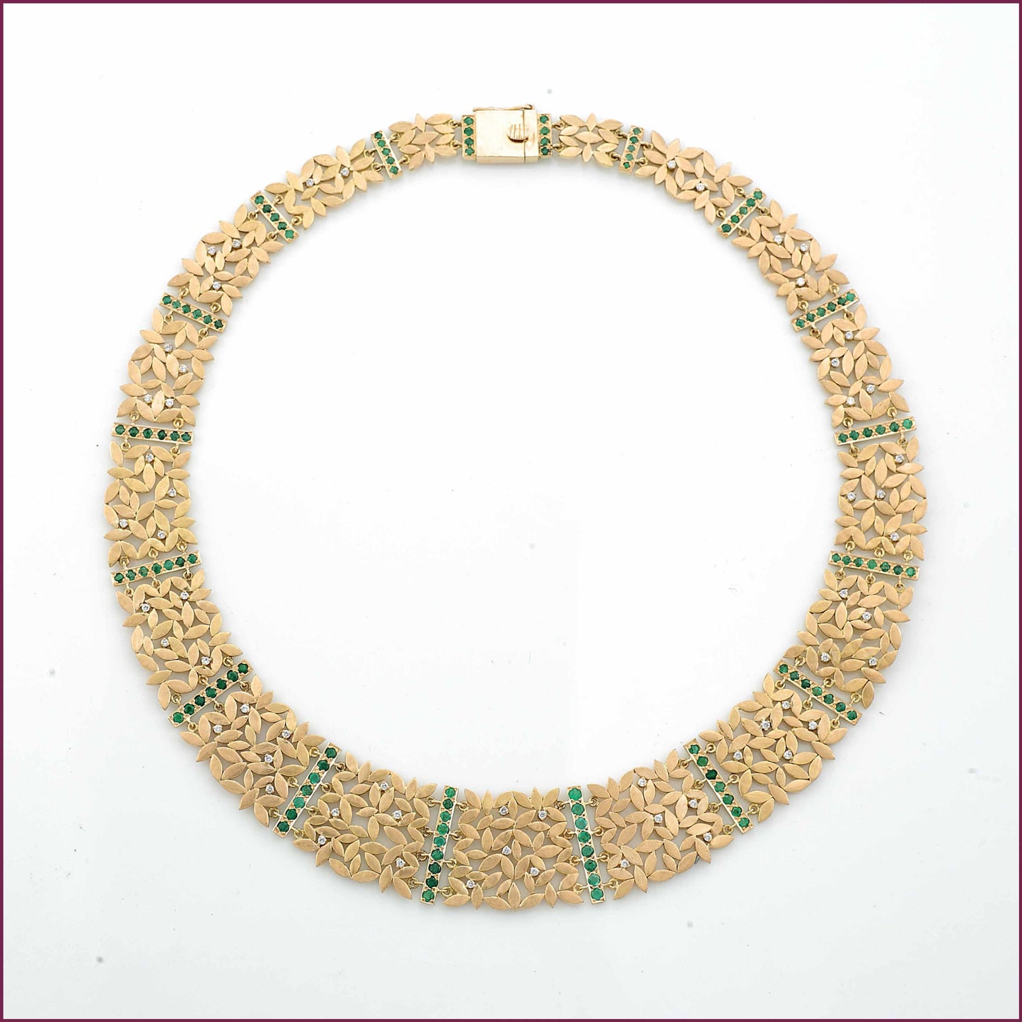 The Arushi Leaf Series Gold, Emerald and Diamond Necklace by Rasvihar