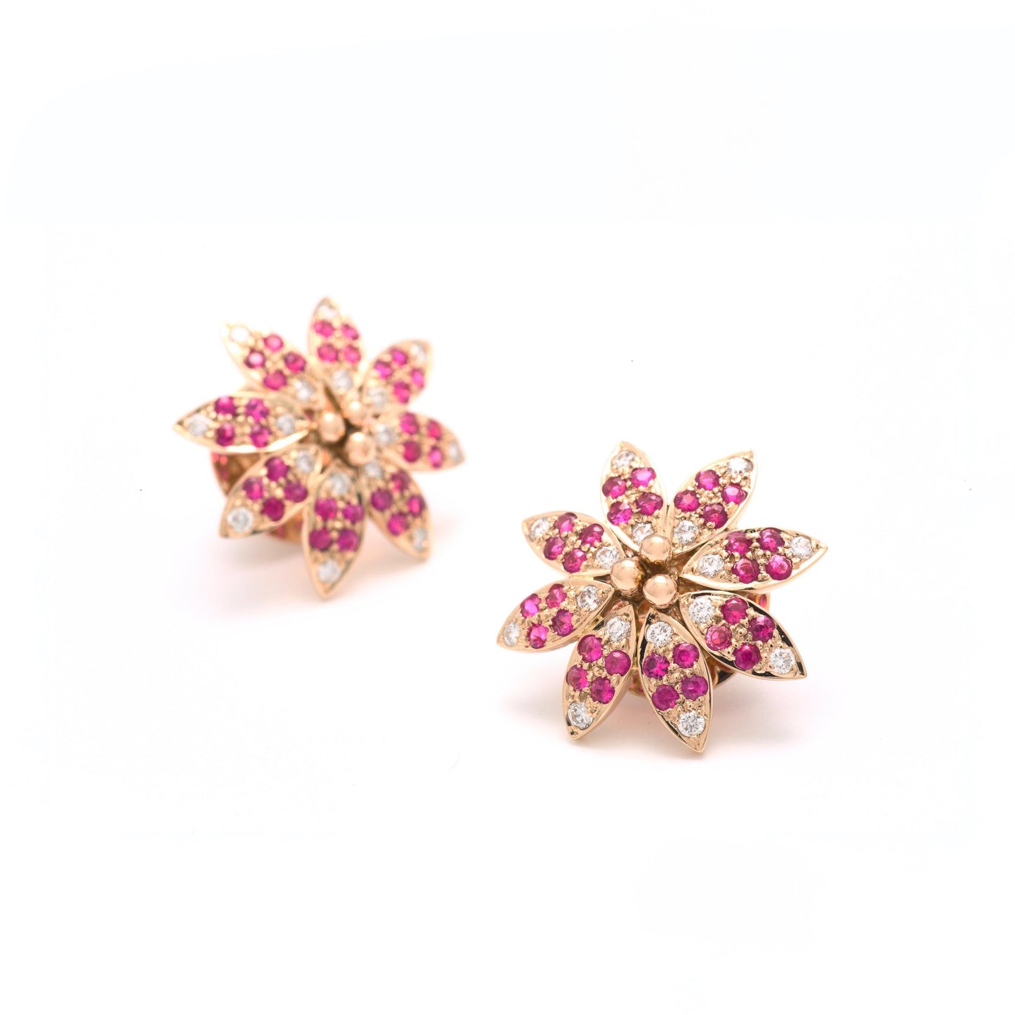 The Chanchal Gold, Ruby and Diamond Ear Studs by Rasvihar