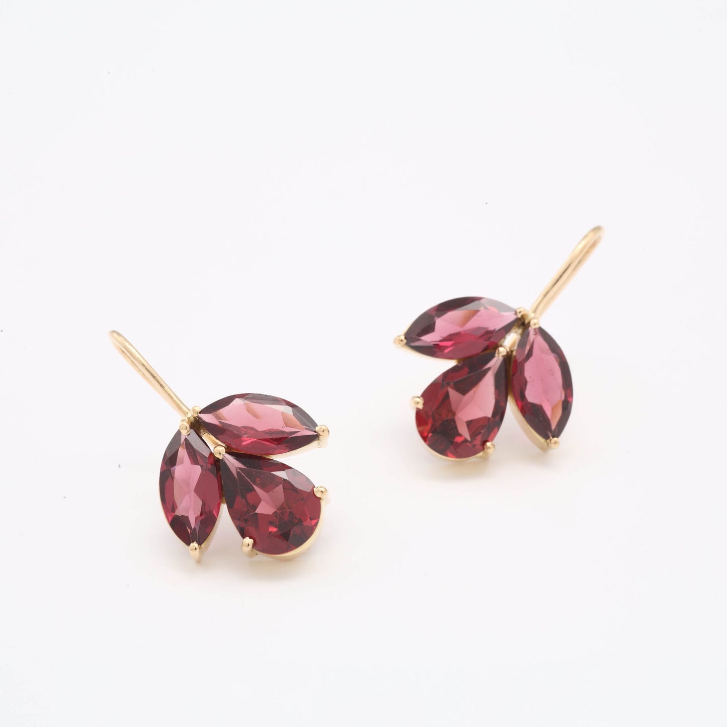 The Mentia Gold and Garnet Hook Earrings by Rasvihar