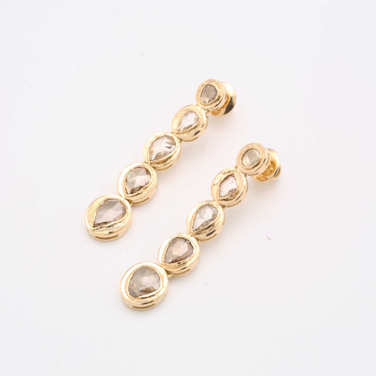 The Sheetal Gold and Diamond Long Earrings by Rasvihar
